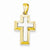 14k Gold Two-tone Open-backed Cross w/Yellow Edges Pendant, Pendants for Necklace