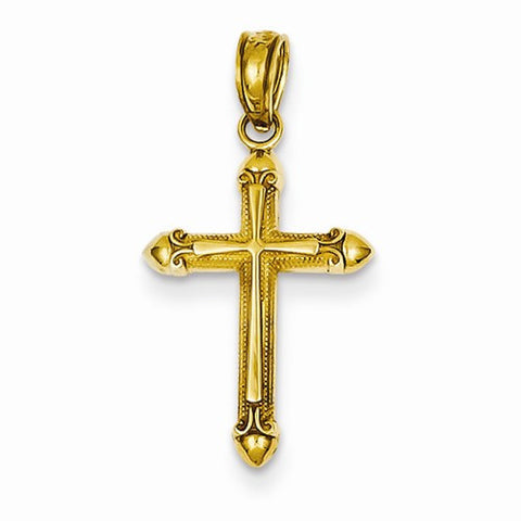14k Gold Scroll Design Cross pendant, Stylish Pendants for Necklace