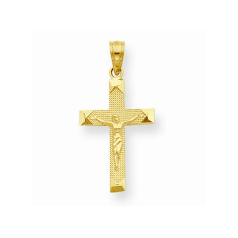 14k Gold Beveled Tipped Crucifix Pendant, Pendants for Necklace