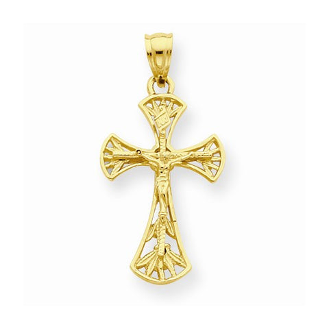 14k Gold Cut-out Tipped Crucifix Pendant, Pendants for Necklace