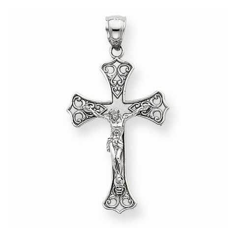 14k White Gold Crucifix Pendant, Charm