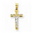 14k Gold Two-tone D/C Medium Block Lattice Cross w/Crucifix Pendant, Pendants for Necklace