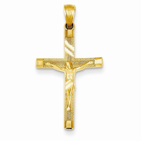 14k Gold Diamond-cut Fancy Tipped Crucifix Pendant, Pendants for Necklace