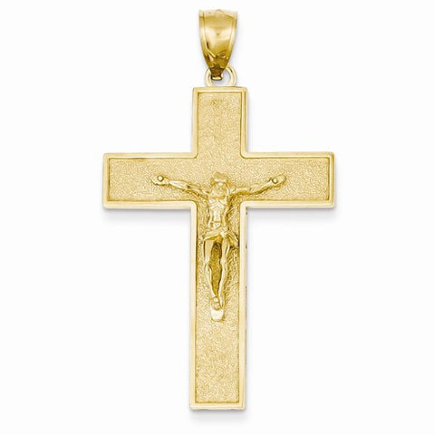 14k Gold Crucifix on Sanded Latin Cross Pendant, Pendants for Necklace
