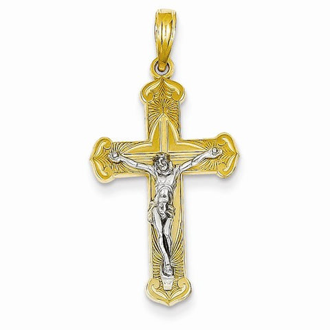 14k Gold Two-tone Crucifix pendant, Dazzling Pendants for Necklace