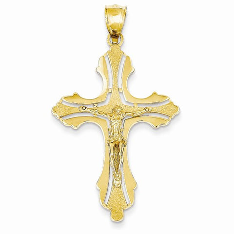 14k Gold Spade Tipped Crucifix Pendant, Pendants for Necklace