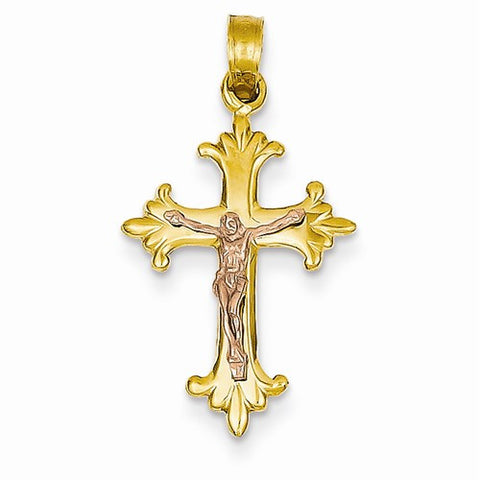 14k Gold Two-tone Crucifix Pendant, Exquisite Pendants for Necklace