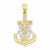 14k Gold w/Rhodium Diamond-cut Mariners Cross Pendant, Pendants for Necklace