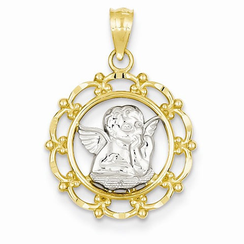 14k Gold w/Rhodium Angel pendant, Pendants for Necklace