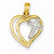 14k Gold Two-tone Double Heart w/Cross Pendant, Pendants for Necklace