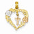 14k Gold Two-tone and Rhodium Heart w/Dangling Cross Pendant, Pendants for Necklace