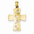 14k Gold w/Rhodium Footprints Cross Pendant, Pendants for Necklace
