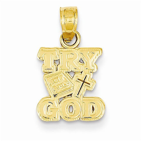 14k Gold Try God Pendant, Pendants for Necklace