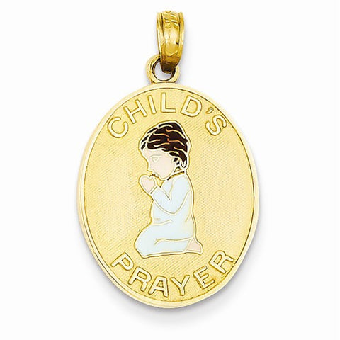 14k Gold 3-D Reversible Boy Praying/Child's Night Prayer Pendant, Pendants for Necklace