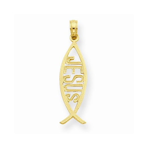 14k Gold Ichthus Fish with Jesus Pendant, Pendants for Necklace