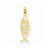 14k Gold Ichthus Fish with Jesus Pendant, Pendants for Necklace