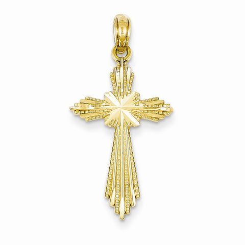 14k Gold Diamond-cut Fancy Cross Pendant, Pendants for Necklace