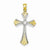 14k Gold Diamond-cut Rhodium Cross pendant, Fine Pendants for Necklace