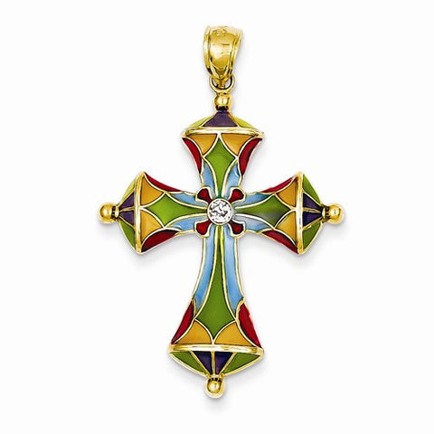14k Gold Multi Color Acrylic Cross Pendant, Pendants for Necklace