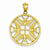 14k Yellow Gold Polished Doves in Circle Pendant, Pendants for Necklace