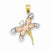 14k Two-tone Gold Rhodium Plated D/C Dragonfly Pendant, Pendants for Necklace