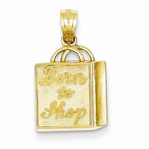 14k Yellow Gold Born to Shop Pendant, Pendants for Necklace