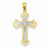 14k Gold Two-tone Budded Cross Pendant, Pendants for Necklace