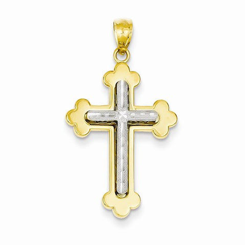 14k Gold Two-tone Diamond-cut Cross pendant, Stylish Pendants for Necklace