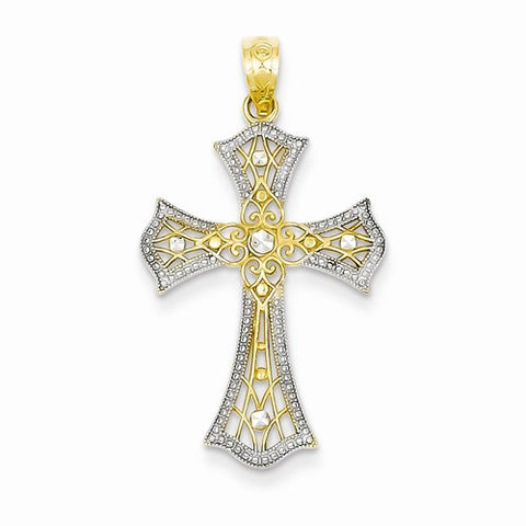 14k Gold Rhodium Diamond-cut Cross pendant, Appealing Pendants for Necklace