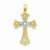 14k Gold Rhodium Diamond-cut Cross pendant, Charm