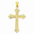 14k Yellow Gold Rhodium Plated Diamond-cut Cross Pendant, Pendants for Necklace