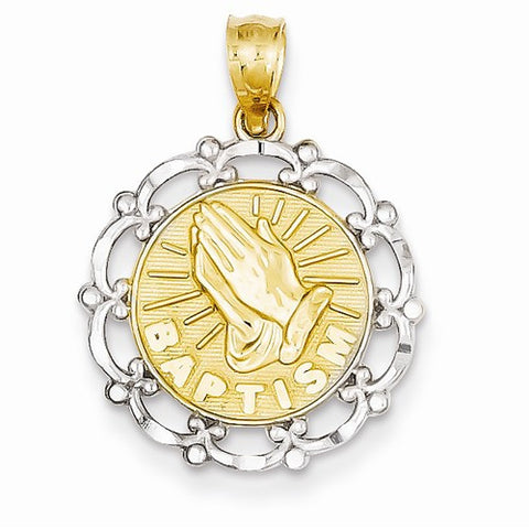 14k Yellow Gold Rhodium Plated Baptism pendant, Exquisite Pendants for Necklace