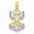 14k Yellow Gold Rhodium Plated Angel w/Love Pendant, Pendants for Necklace