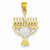 14k Yellow Gold Rhodium Plated Menorah Pendant, Pendants for Necklace