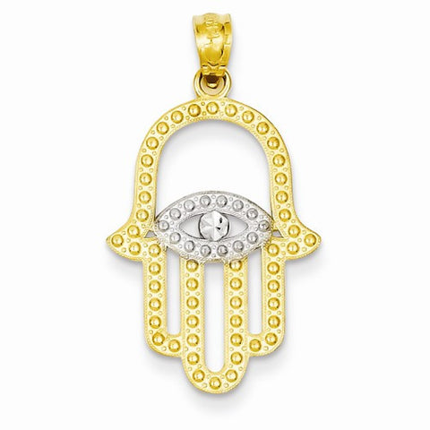 14k Yellow Gold Rhodium Plated Hand of God Pendant, Pendants for Necklace