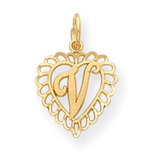 14k Gold Initial V Charm hide-image