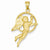 14k Gold Satin & Diamond-cut Angel pendant, Charm