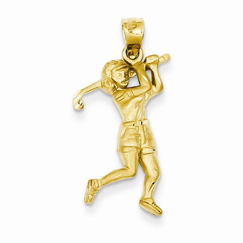 14k Gold Female Golfer pendant, Fine Pendants for Necklace