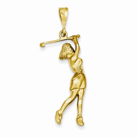 14k Gold Female Golfer pendant, Pendants for Necklace