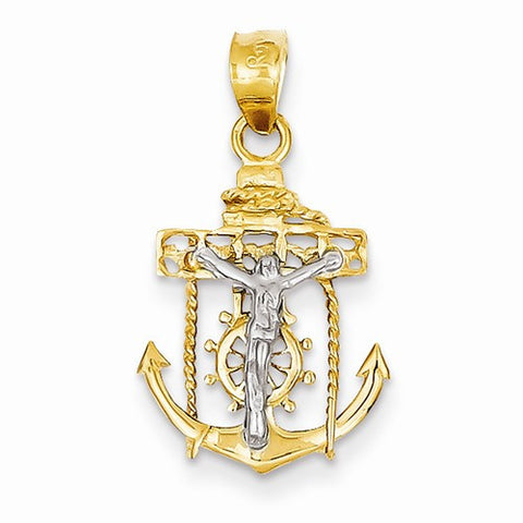 14k Gold Two-tone Mariners Cross pendant, Delightful Pendants for Necklace