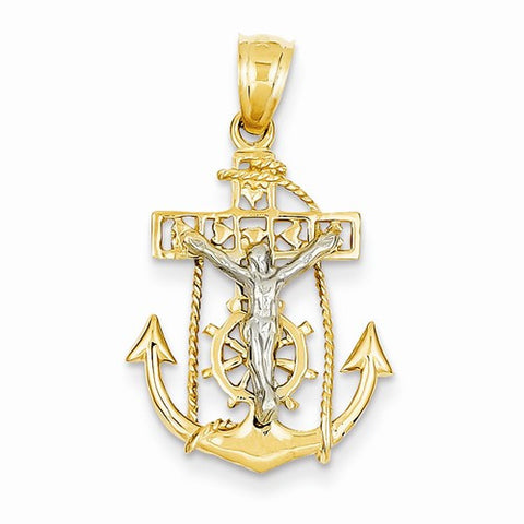 14k Gold Two-tone Mariners Cross pendant, Exquisite Pendants for Necklace