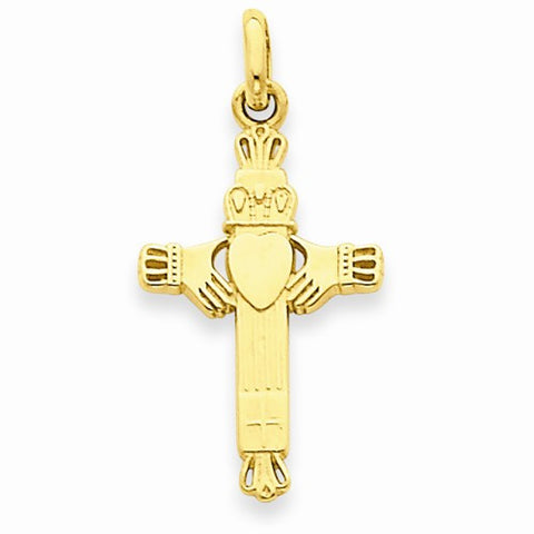 14k Gold Claddagh Cross pendant, Classy Pendants for Necklace