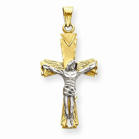14k Gold Two-tone Crucifix pendant, Pretty Pendants for Necklace