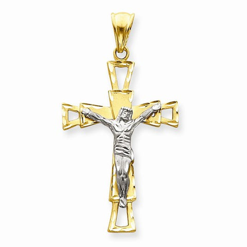 14k Gold Two-tone Crucifix Pendant, Gorgeous Pendants for Necklace