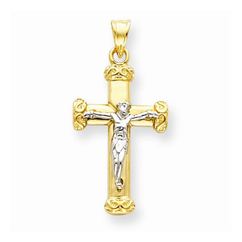 14k Gold Two-tone Crucifix Pendant, Stylish Pendants for Necklace