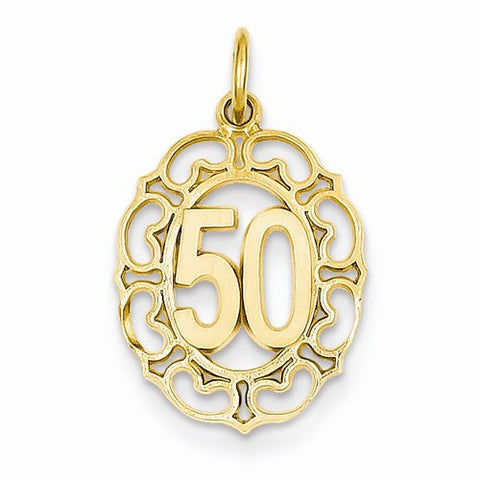 14k Gold #50 in Oval Pendant, Pendants for Necklace