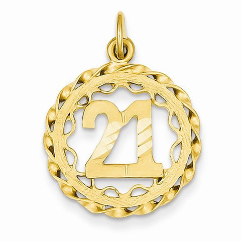 14k Gold #21 in Circle Pendant, Pendants for Necklace