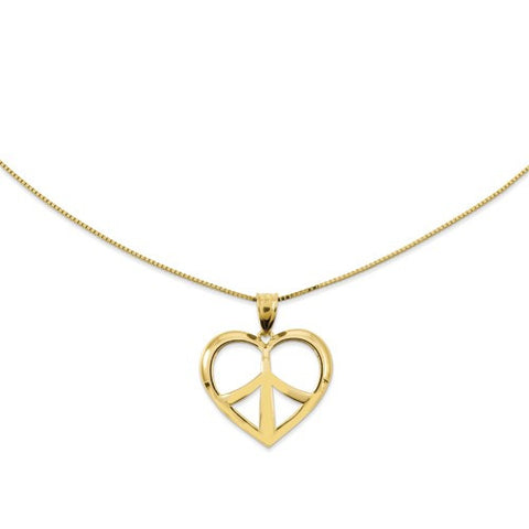 14K Yellow Gold Polished Hrt Pendant On Chain