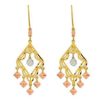 14k Tri-Color Ch&elier Earrings