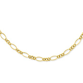 14K Yellow Gold Oval & Round Link Hollow Chain